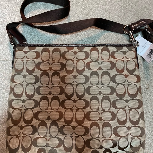 Coach MWT signature crossbody bag khaki with mahogany leather file bag - Picture 5 of 7